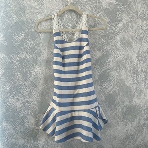 blue and white with lace backing Lovers & Friends dress